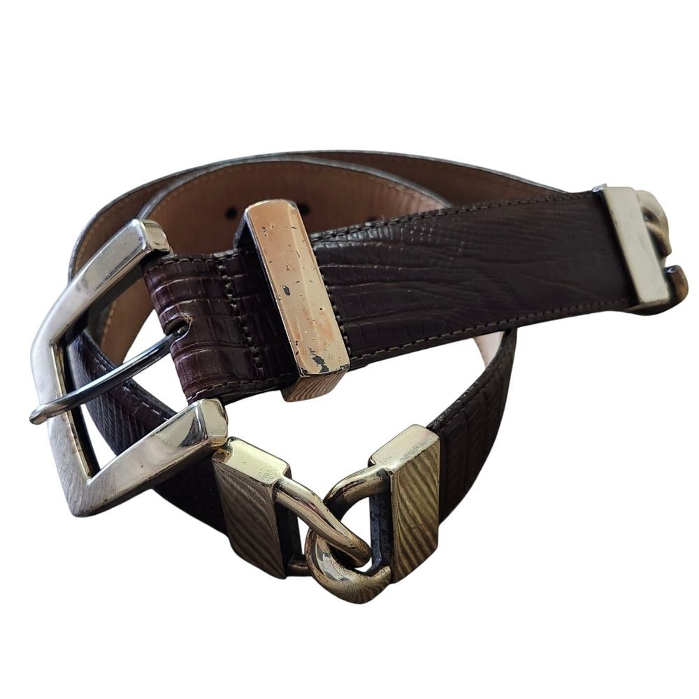 Brighton Womens Brown with Embossed Belt Gold Links. Sz. S